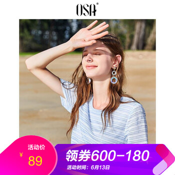 OSA 拼色 短袖 T恤 女 圓領(lǐng)