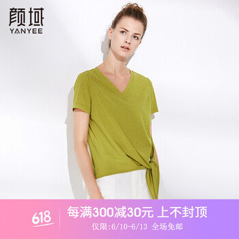顏域（YANYEE） 綁帶 短袖 T恤 女 V領(lǐng)