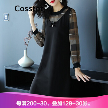 卡思彤（Cosstot）  拼接，蝴蝶結(jié) 連衣裙
