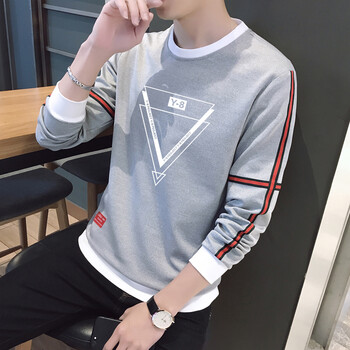 赫塔菲（HETAFE） 長袖 男士T恤 4022麻灰色 XL，4XL，L，XXXL，M，XXL