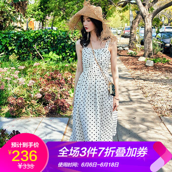 VIMI 圓點(diǎn) 露肩，拉鏈，紐扣，波點(diǎn)，褶皺 連衣裙