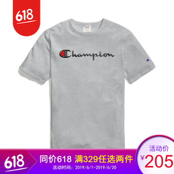 champion 短袖 男士T恤 淺灰色 