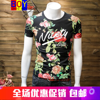 CHIC BOY 短袖 男士T恤 黑色T42237 