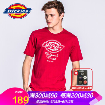 Dickies 長袖 男士T恤 RD紅色 