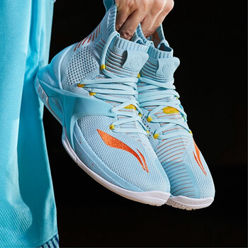 李寧（LI-NING）籃球鞋ABAP057-3 光芒藍(lán)/冰橙色 