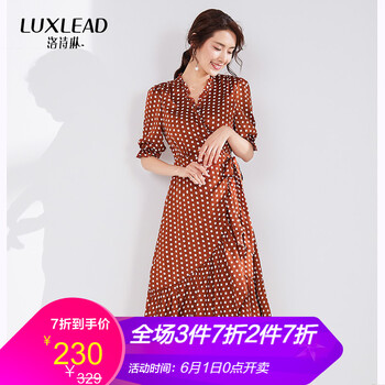 洛詩琳（LUXLEAD） 圓點(diǎn) 荷葉邊 連衣裙
