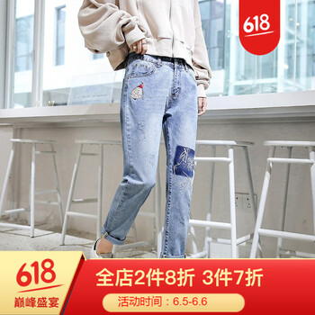 淺色牛仔時(shí)尚哈倫褲