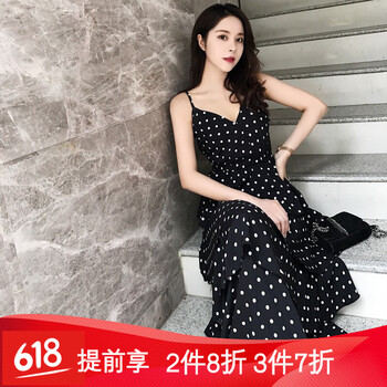 KJ 圓點(diǎn) 拼接，露背 連衣裙