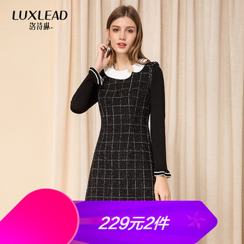 洛詩(shī)琳（LUXLEAD） 格子 拼接，拼色 連衣裙