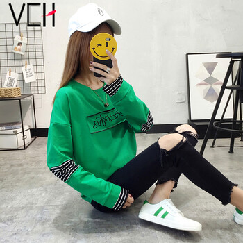 VCH 斜肩，印花 短袖 T恤 女 圓領(lǐng)