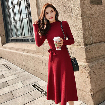 復古翻領(lǐng)長(cháng)袖裙，打造優(yōu)雅女神