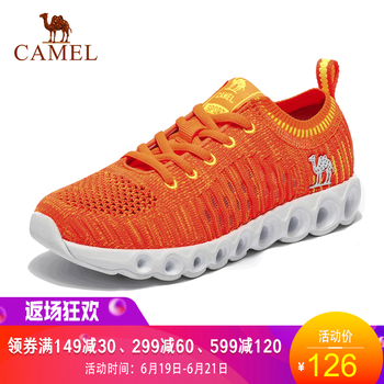 駱駝（CAMEL）跑步鞋亮桔紅/熒光黃/女款/A813036112 