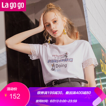 lagogo 刺繡，印花，蕾絲 短袖 T恤 女 圓領
