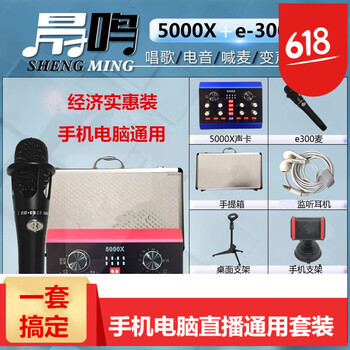 晟鳴  手持 麥克風(fēng) 聲卡(帶線)+E300（電容麥）+支架+耳塞
