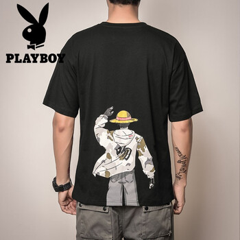 花花公子（PLAYBOY） 短袖 男士T恤 1813深藍色 