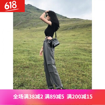 其他品牌 高腰 工裝褲 女 長褲 休閑褲