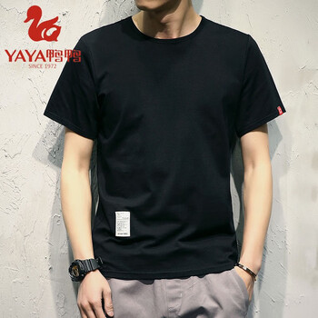 鴨鴨（YAYA） 短袖 男士T恤 黑色T124 