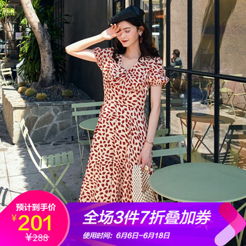 VIMI 碎花 拉鏈，褶皺，印花，蝴蝶結(jié) 連衣裙