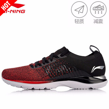 李寧跑步鞋標準黑/亮茄紅/標準白-12 