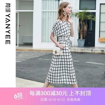 顏域（YANYEE） 格子 格子 連衣裙