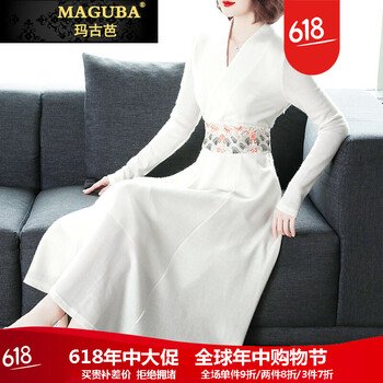 瑪古芭（MAGUBA）  繡花，拼接，拉鏈 連衣裙