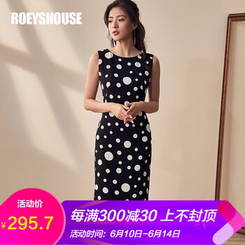 Roey s house 圓點(diǎn) 開(kāi)衩，拉鏈，褶皺 連衣裙