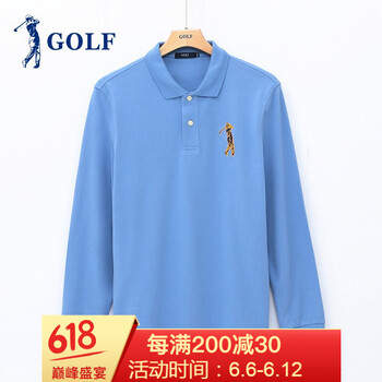 高爾夫（GOLF） 長袖 男士T恤 淺藍(lán) 