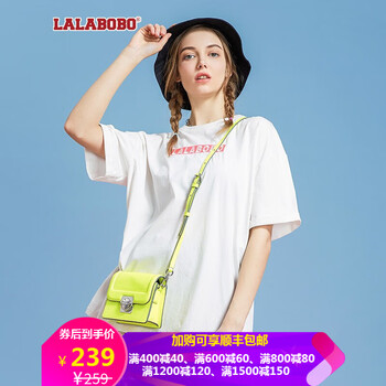 拉拉波波（LALABOBO） 袋鼠兜，撞色，印花 短袖 T恤 女 圓領(lǐng)