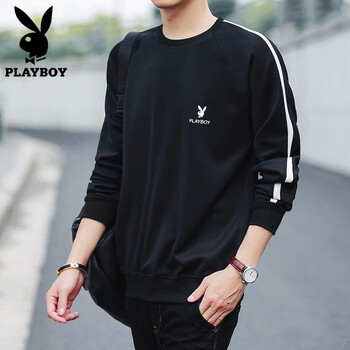 花花公子（PLAYBOY） 長袖 男士T恤 172黑色 