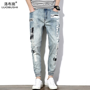 洛布施 修身褲 原創(chuàng)設計 男士牛仔褲