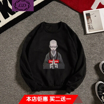 凌登（LingDeng） 長袖 男士T恤 和尚黑色衛(wèi)衣 
