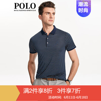 ROYAL PALM POLO SPORTS CLUB 短袖 男士T恤 湖蘭細條紋 
