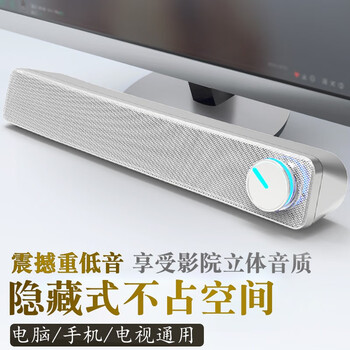 碩臣  音箱/音響 V195-USB長條音箱迷你低音炮-太空銀