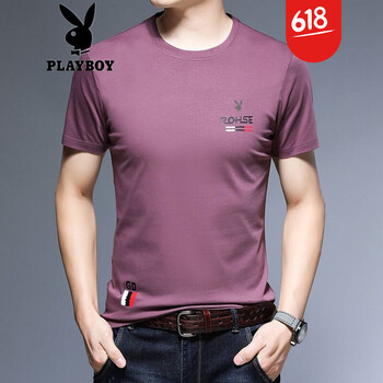花花公子（PLAYBOY ESTABLISHED 1953） 短袖 男士T恤 1888皮紅 