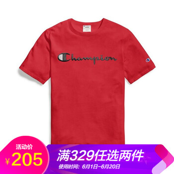 champion 短袖 男士T恤 TRS 紅色 