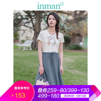 茵曼（INMAN）  繡花，拼接 連衣裙