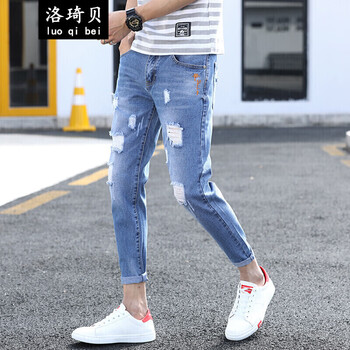 梵.戴克 修身褲 港風，青春休閑 男士牛仔褲