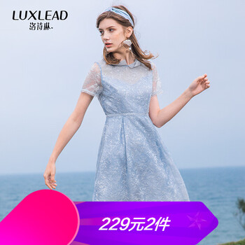 洛詩琳（LUXLEAD） 純色 拼接，鏤空，蕾絲 連衣裙