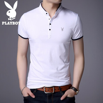 花花公子（PLAYBOY） 短袖 男士T恤 黑色1221 