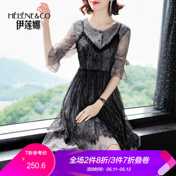 伊蓮娜（Helene & co） 純色 紐扣，拉鏈 連衣裙