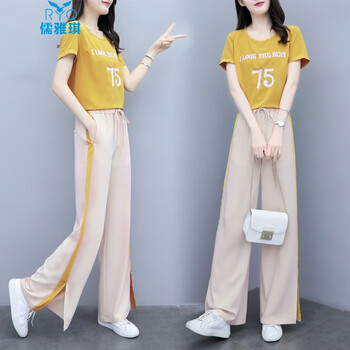儒雅琪（RUYAQI） 自然腰 闊腿褲 女 長褲 休閑褲