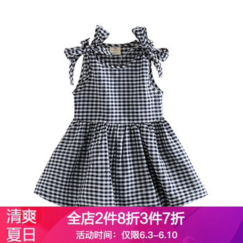 格子蝴蝶結(jié)連衣裙