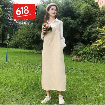 系扣牛仔吊帶裙