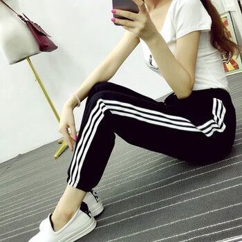 deciuhlae 調(diào)節(jié)腰 哈倫褲 女 九分褲 休閑褲