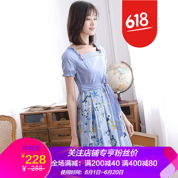 印花赫本連衣裙