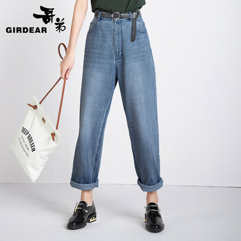 哥弟（GIRDEAR） 高腰 直筒褲 女 長(cháng)褲 牛仔褲