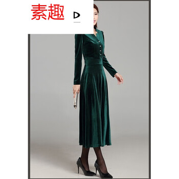 元素,流行,媽媽,裝秋冬絲絨裙,趨勢,新款,樣式
