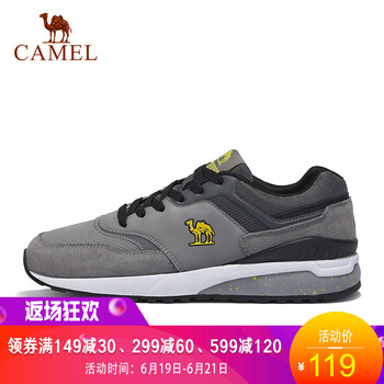 駱駝（CAMEL）跑步鞋淺灰/灰/黃/男/A732602015 