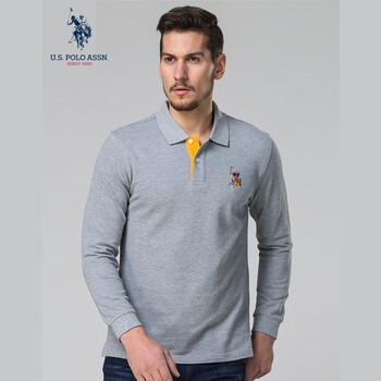 U.S.POLO ASSN. 長袖 男士T恤 灰色 S，XL，L，M，XXL