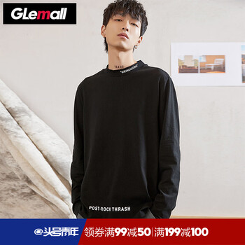 Glemall 長(zhǎng)袖 男士T恤 黑色 